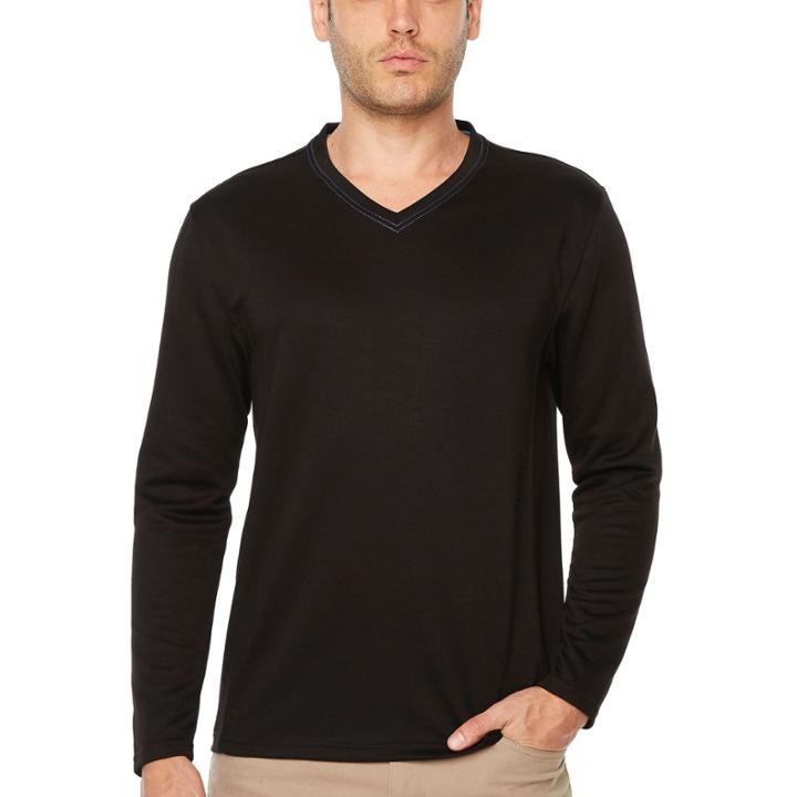 Society Of Threads Double Face V-neck Pullover Long Sleeve V Neck T-shirt