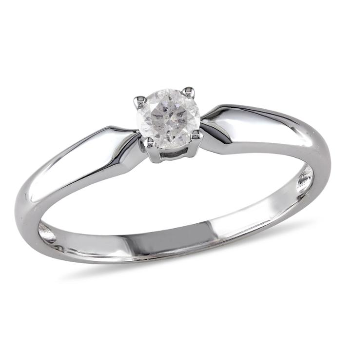 Womens 1/5 Ct. T.w. Genuine Round White Diamond 10k Gold Solitaire Ring