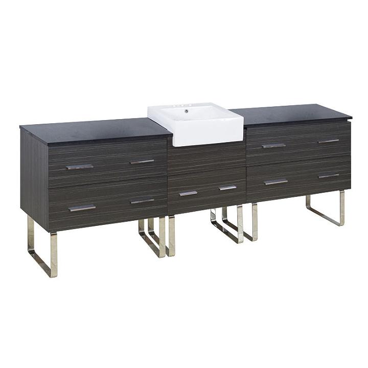 96.25-in. W Floor Mount Dawn Grey Vanity Set For 3h4-in. Drilling Black Galaxy Top
