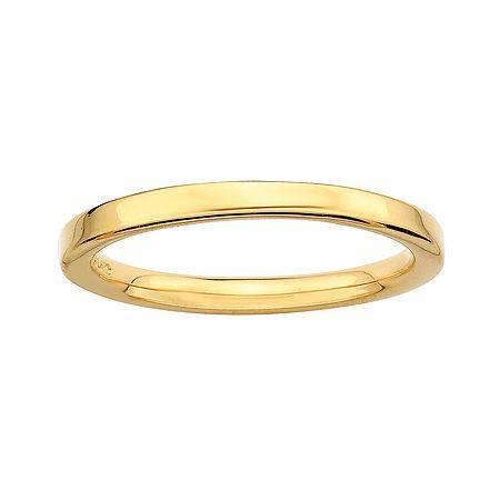 Personally Stackable 18k Yellow Gold Over Sterling Silver 3.5mm Square-edge Ring