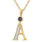 A Womens Lab Created Blue Sapphire 14k Gold Over Silver Pendant Necklace