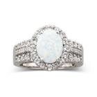 Lab Created Opal & White Sapphire Ring