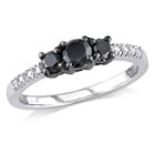 Womens 1/2 Ct. T.w. Diamond Black 3-stone Ring