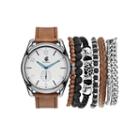 Rocawear Men's Brown And White Stackable Bracelet Strap Watch Set Rmst5216s328-510