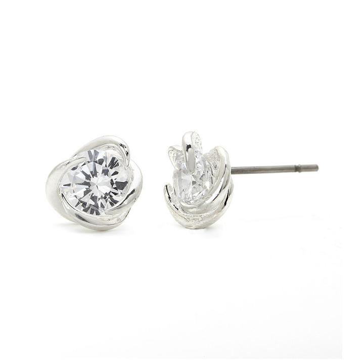 Sparkle Allure&trade; Cubic Zirconia Silver-plated Brass Swirl Stud Earrings