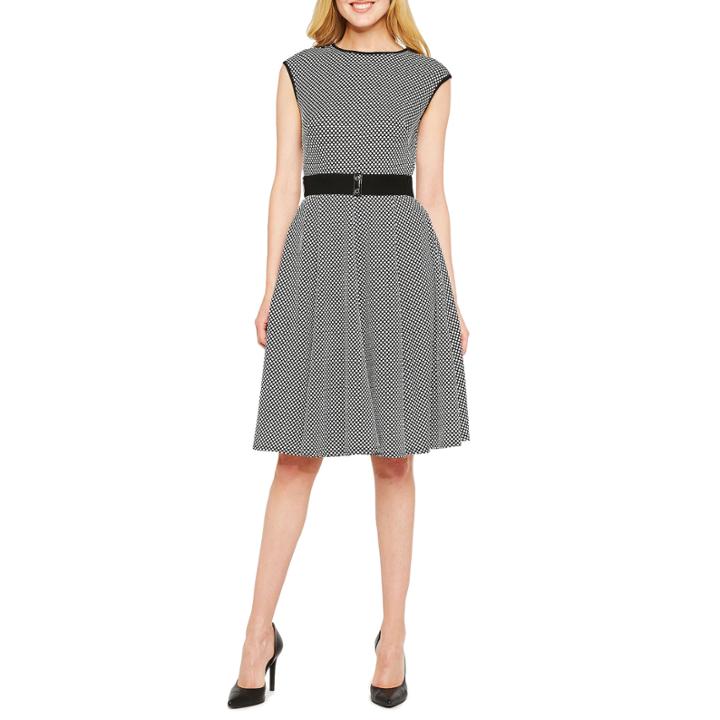 Danny & Nicole Sleeveless Jacquard Fit & Flare Dress