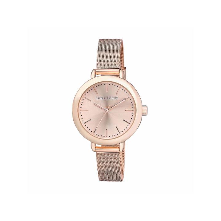 Laura Ashley Mesh Womens Rose Goldtone Strap Watch-la31026rg