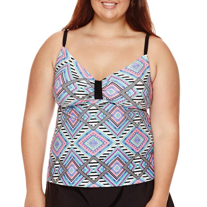 Arizona Diamond Fantasy Tankini Swim Top - Juniors Plus