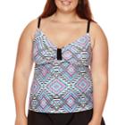 Arizona Diamond Fantasy Tankini Swim Top - Juniors Plus