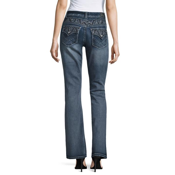 Love Indigo Embellished Back Flap Bootcut Jeans