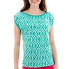 Stylus&trade; Cap-sleeve Gathered-shoulder T-shirt