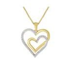 Forevermine 1/10 Ct. T.w. Diamond Two-tone Double Heart Pendant Necklace