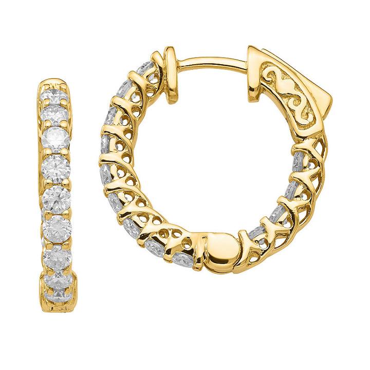 1/8 Ct. T.w. White Moissanite 14k Gold Hoop Earrings