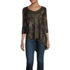 One World Apparel 3/4 Sleeve V Neck T-shirt-womens