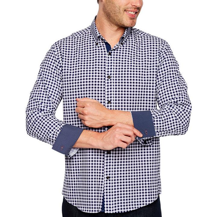 Society Of Threads Long Sleeve Gingham Button-front Shirt