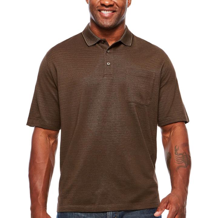 Van Heusen Short Sleeve Stripe Polo Shirt Big And Tall