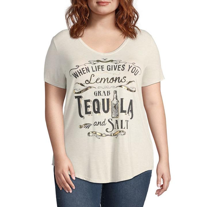 Short Sleeve V-neck Graphic Tee - Plus