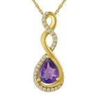 Womens Genuine Purple Amethyst 14k Gold Over Silver Pendant Necklace
