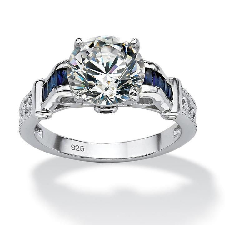 Diamonart Womens 5 Ct. T.w. Round White Cubic Zirconia Engagement Ring