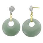 Genuine Jade & Diamond-accent 14k Yellow Gold Drop Earrings