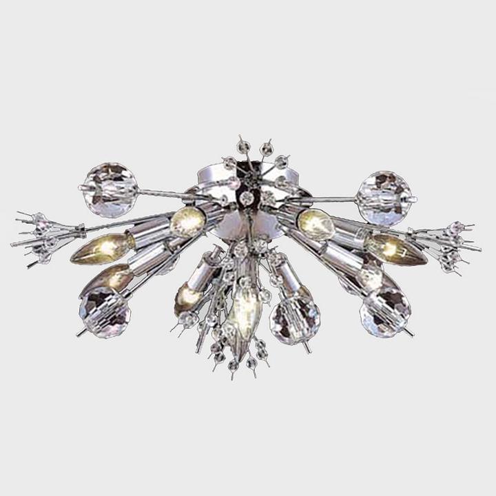 Starburst Collection 10 Light Chrome Finish Crystal Sputnik Flush Mount Ceiling Light 20 D X 8 H Large