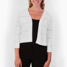Nina Leonard Chevron Stitch & Rib Trim Bolero