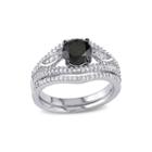 Midnight Black Diamond 1? Ct. T.w. White And Color-enhanced Diamond Bridal Ring Set