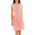 Studio 1 Sleeveless Floral Lace Striped Belted Fit-and-flare Dress