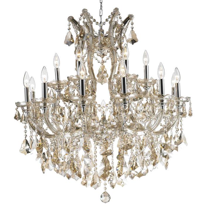 Maria Theresa Collection 19 Light 2-tier Chrome Finish And Golden Teak Crystal Chandelier