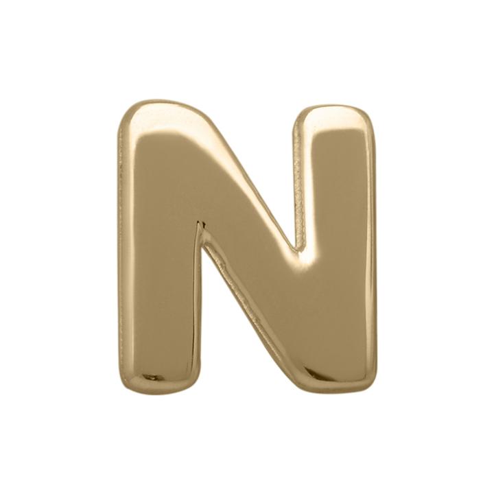 Teeny Tiny 10k Yellow Gold Initial N Single Stud Earring