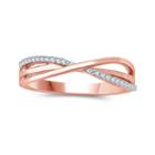 Womens Diamond Accent Genuine White Diamond 10k Gold Crossover Ring