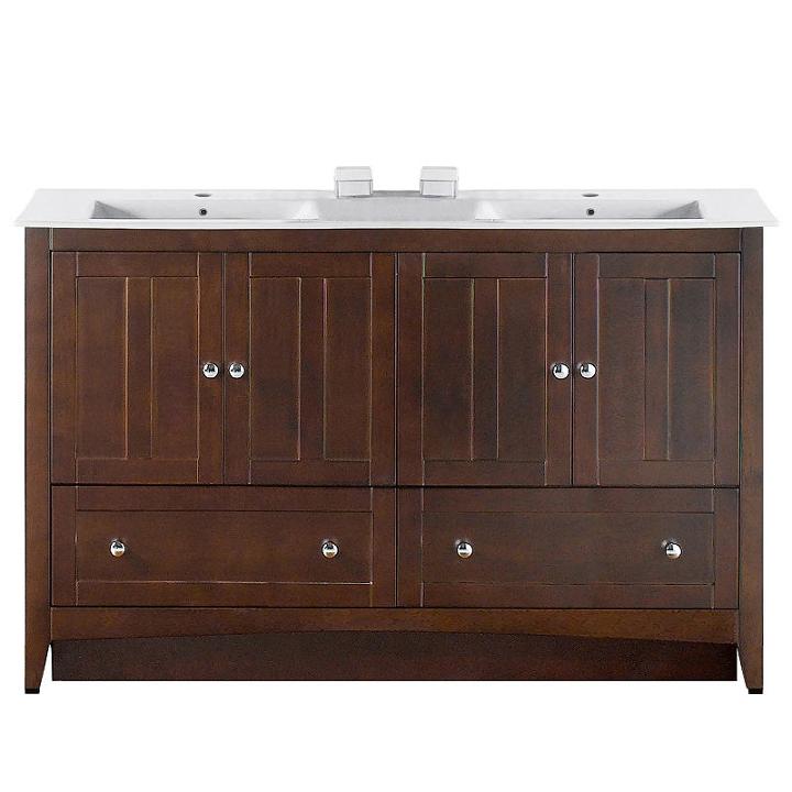 59-in. W Floor Mount Walnut Vanity Set For 1 Holedrilling