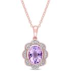 Womens 1/10 Ct. T.w. Genuine Purple Amethyst 18k Rose Gold Over Silver Pendant Necklace