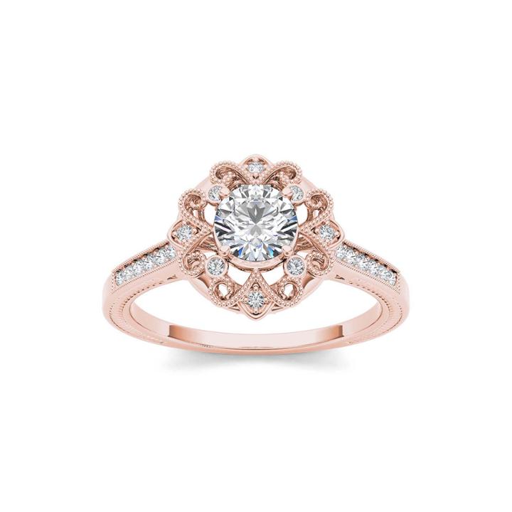 1/2 Ct. T.w. Diamond 14k Rose Gold Engagement Ring