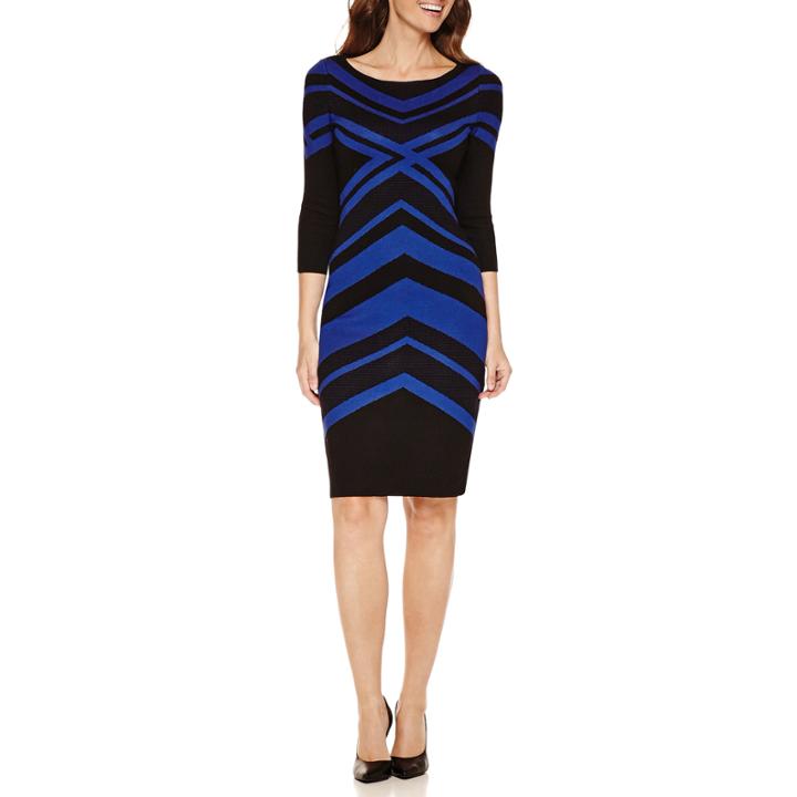 Danny & Nicole 3/4 Sleeve Sweater Dress
