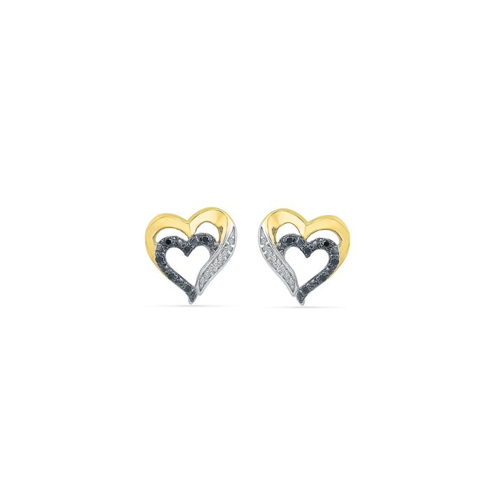 1/10 Ct. T.w. Round Black Diamond Gold Over Silver Stud Earrings