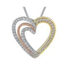 1/2 Ct. T.w. Diamond 10k Tri-color Gold Heart Pendant Necklace