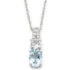 Simulated Aquamarine & White Sapphire Pendant Necklace