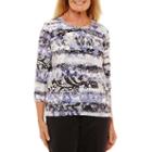 Alfred Dunner 3/4 Sleeve Crew Neck Floral T-shirt-womens