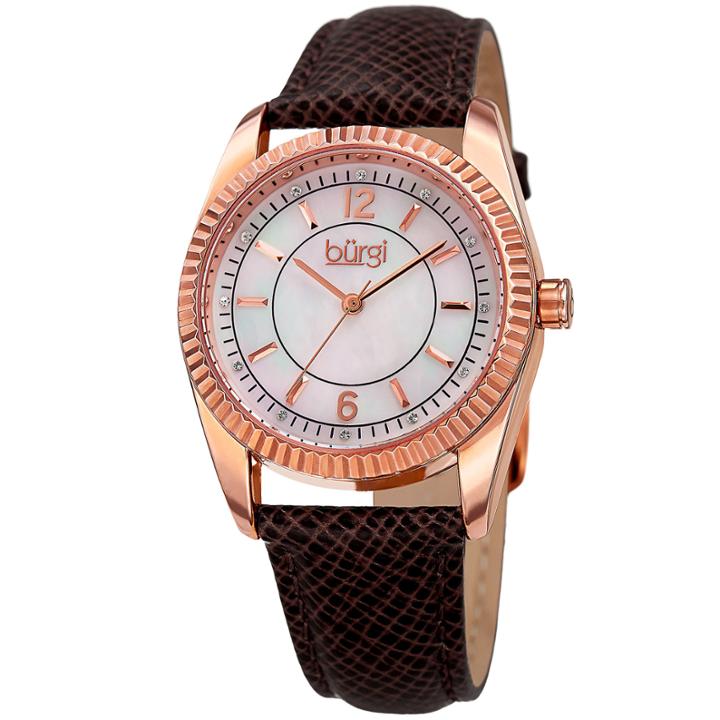 Burgi Unisex Brown Strap Watch-b-167gy