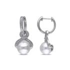 1/10 Ct. T.w. Diamond And Cultured Freshwater Pearl 10k Gold Clip Earrings