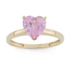 Womens Lab Created Pink Sapphire 10k Gold Cocktail Ring