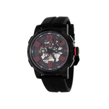 Christian Van Sant Skeleton Mens Black Rubber Strap Watch