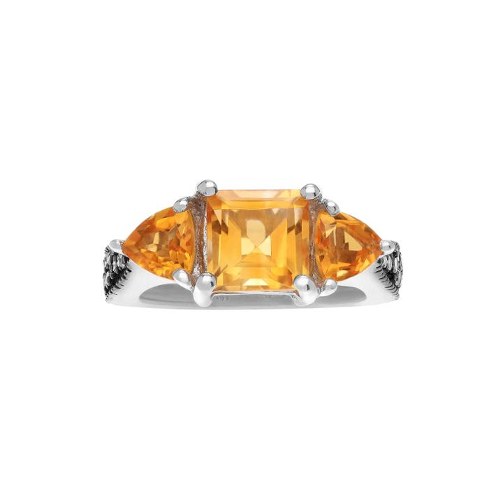 Journee Collection Diamond Accent & Genuine Citrine Sterling Silver Ring