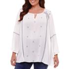 Unity World Wear Long Bell Sleeve Embroidered Blouse - Plus