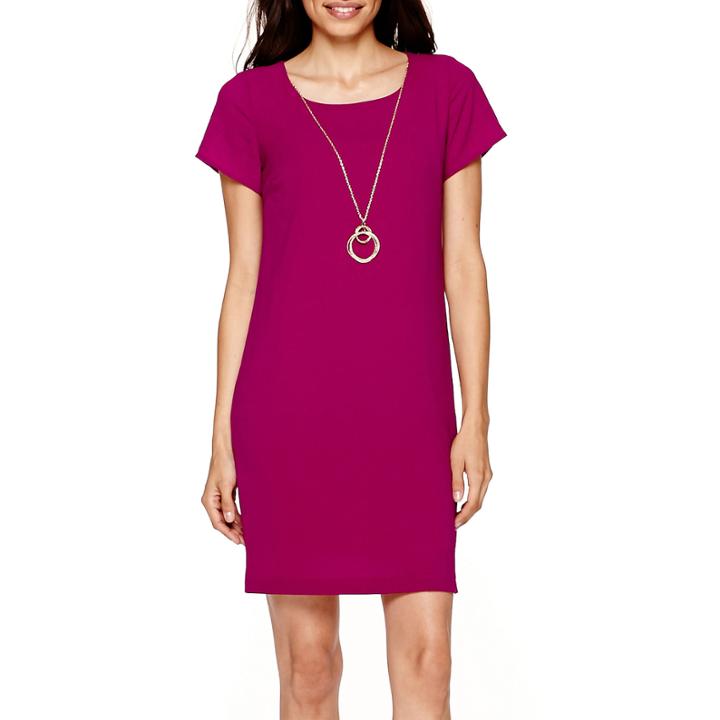 Alyx Short-sleeve Necklace Shift Dress - Petite