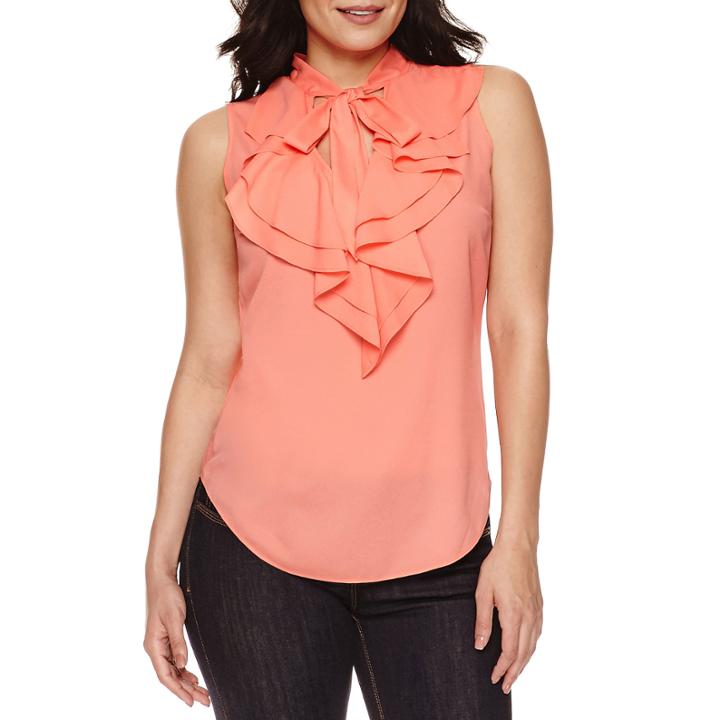 Bisou Bisou Tie Neck Ruffle Top