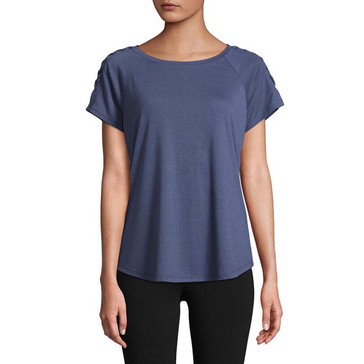 St. John's Bay Active Short Sleeve Round Neck Floral T-shirt-womens