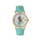 Olivia Pratt Womens Floral Anchor Dial Mint Leather Watch 15004