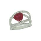 Lab-created Ruby & White Sapphire Sterling Silver Crossover Ring
